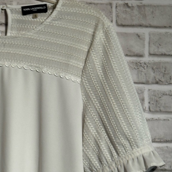 Karl Lagerfeld, short sleeve, crochet and ruffle blouse - Picture 7 of 10
